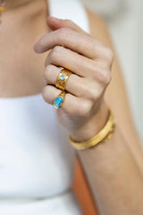 Anillo corazón Verde Agua