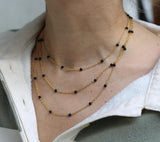 Cadena Triple Perlas Negro