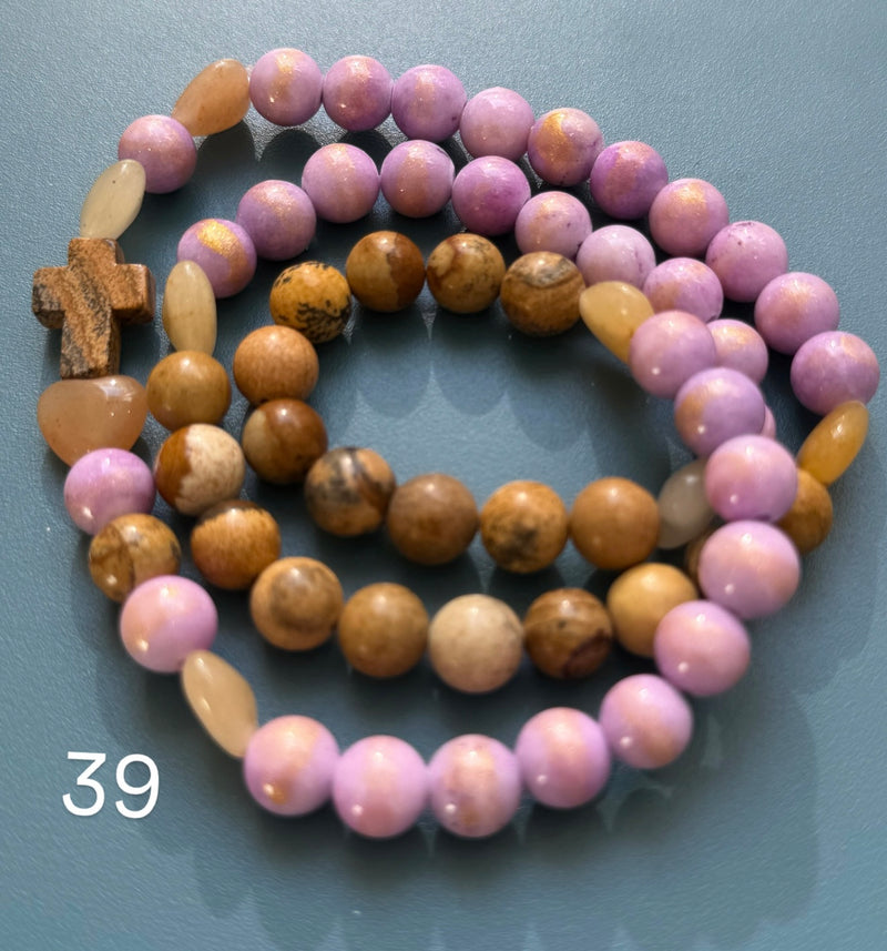 Rosario Collar 3 Vueltas Piedras Naturales hecho a mano