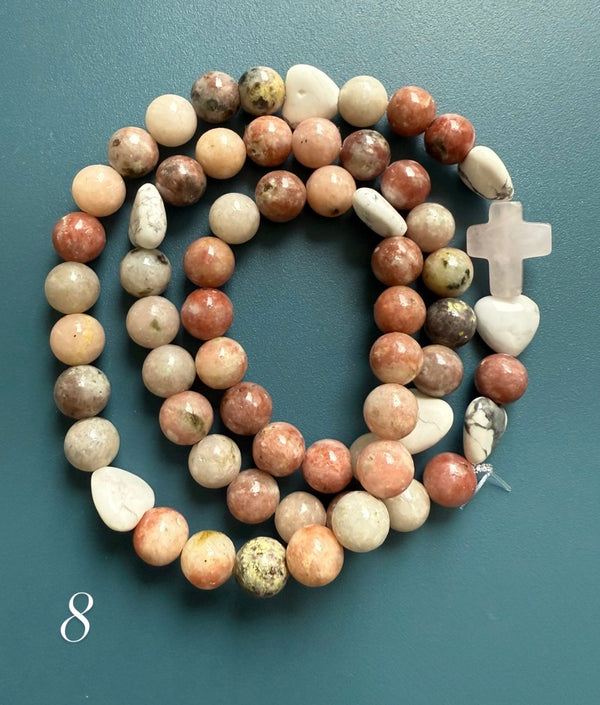 Rosario Collar 3 Vueltas Piedras Naturales hecho a mano