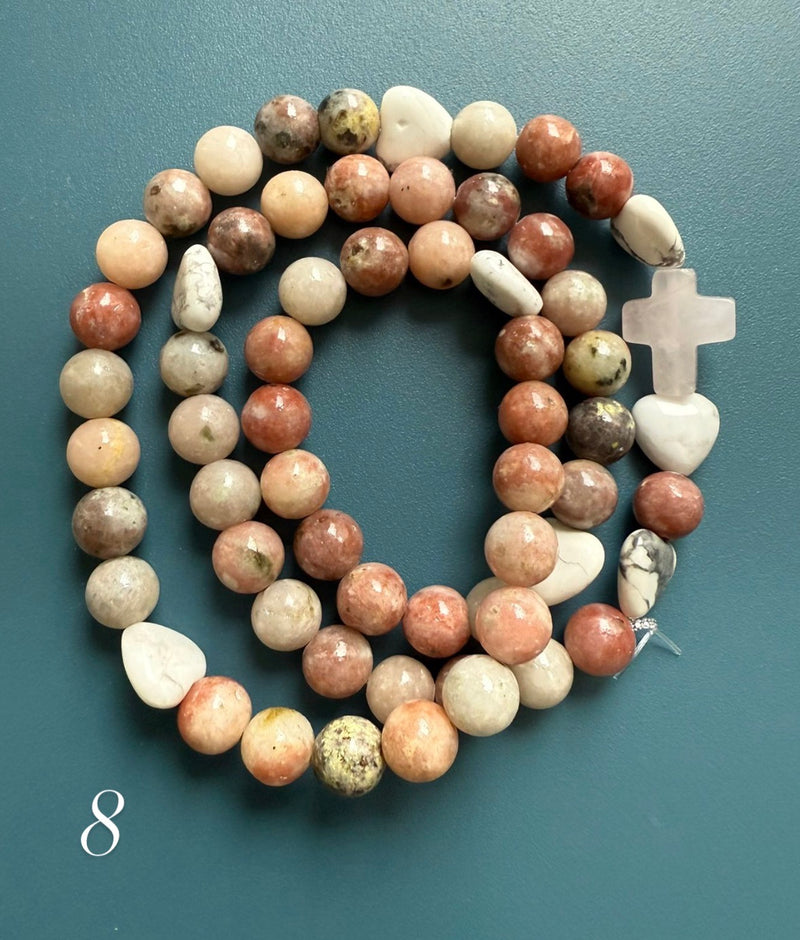 Rosario Collar 3 Vueltas Piedras Naturales hecho a mano