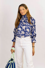 Camisa flores azul