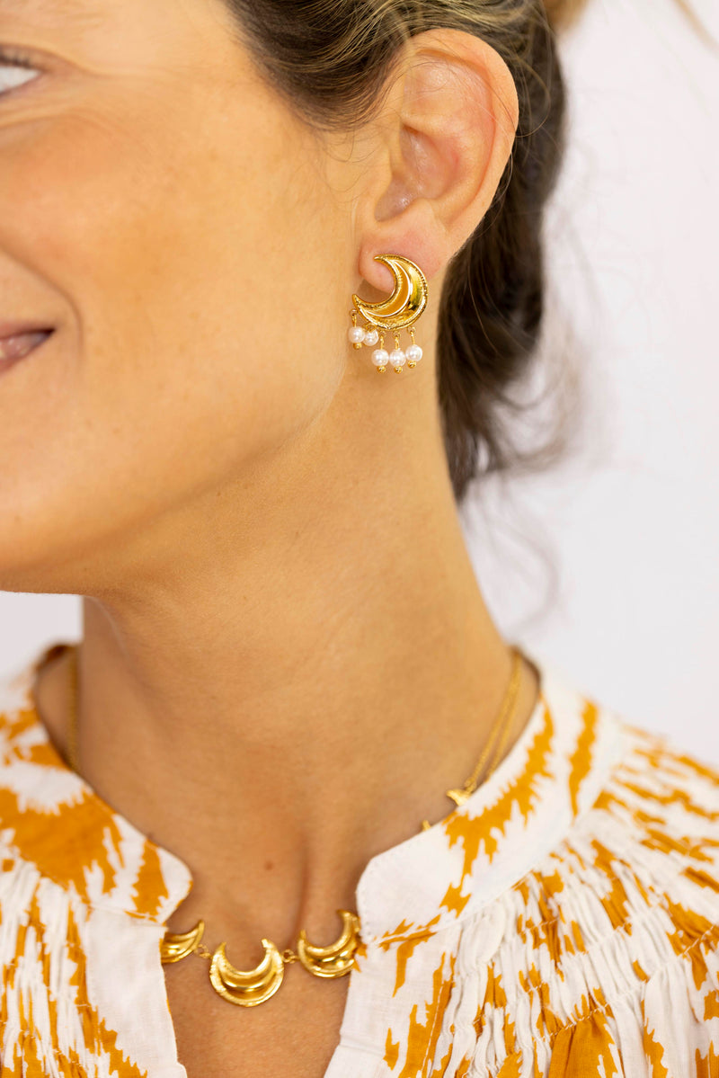 Pendientes luna perlada