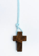 Colgante cruz madera niño