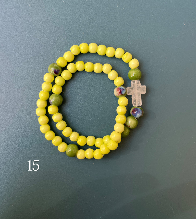 Pulsera Rosario Cerámica 2 vueltas hecho a mano