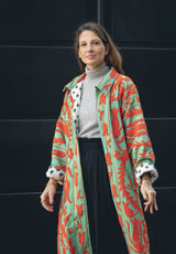 Chaqueta kaftan naranja/verde