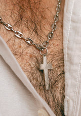 Colgante cruz cadena gorda plata