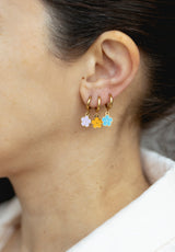 Aros esmaltados flor azul