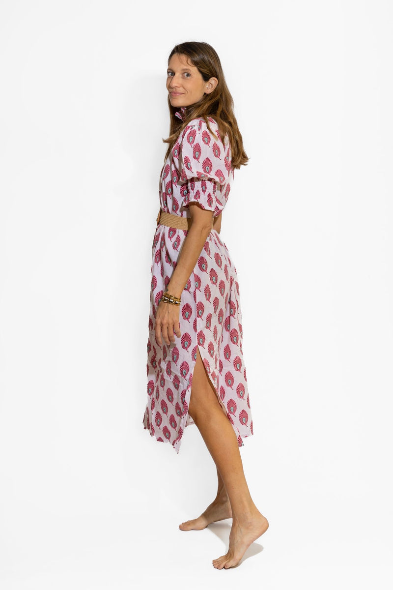 Vestido Plumas Rosa