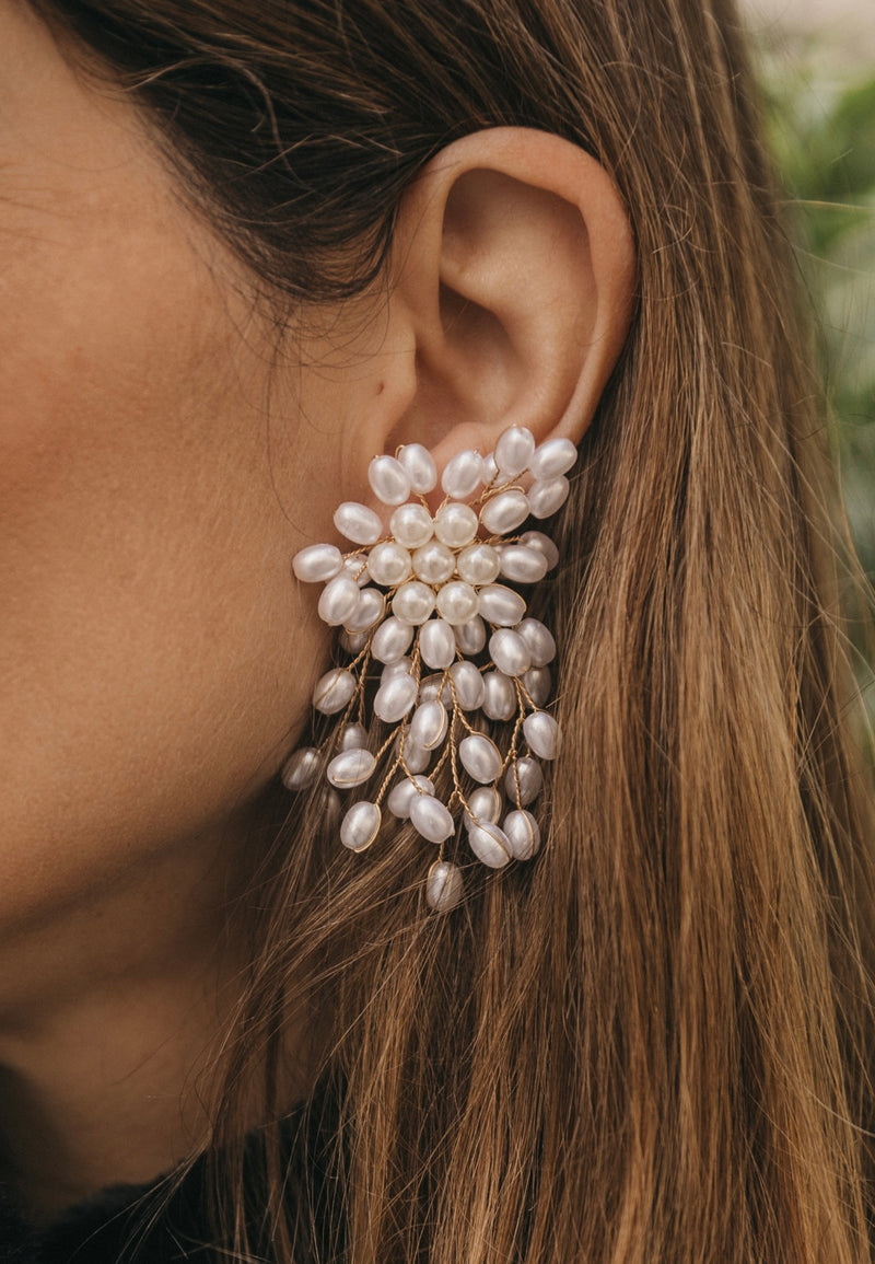 Pendientes ramo perlas