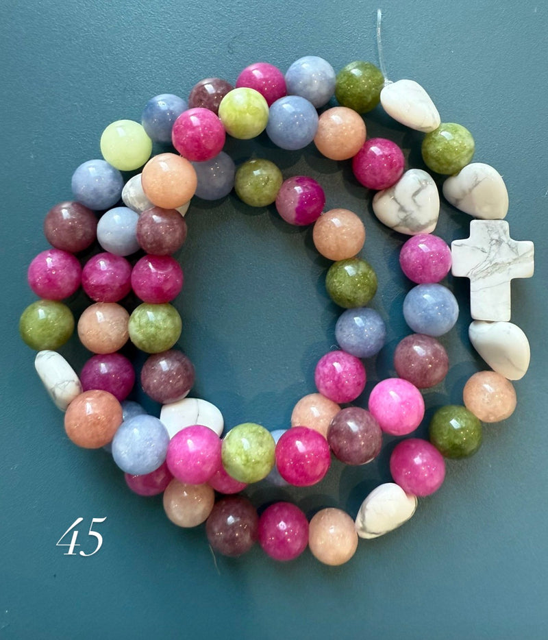 Rosario Collar 3 Vueltas Piedras Naturales hecho a mano