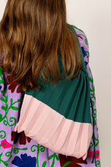 Bolso acordeón verde/rosa