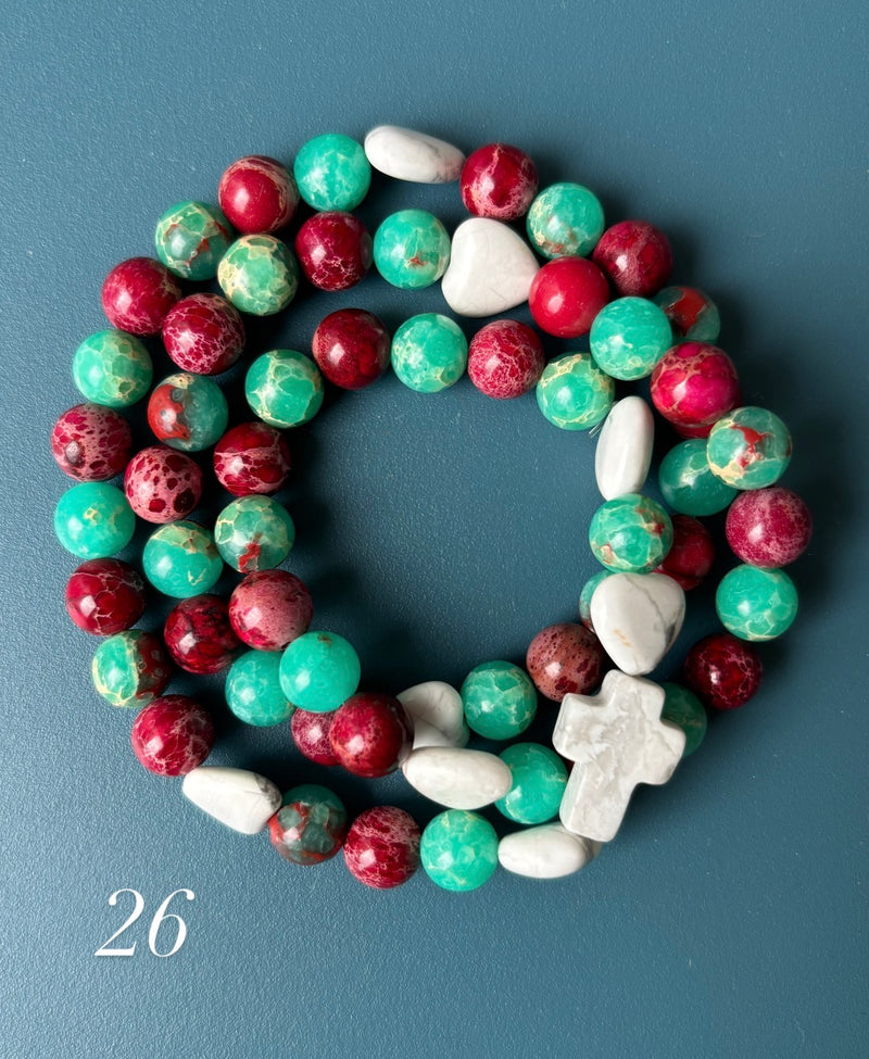 Rosario Collar 3 Vueltas Piedras Naturales hecho a mano