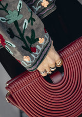 Bolso abanico granate