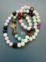 Rosario pulsera collar piedra plana