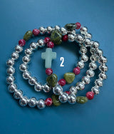 Rosario pulsera collar corazón plata