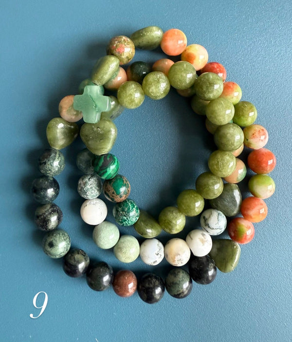 Rosario Collar 3 Vueltas Piedras Naturales hecho a mano