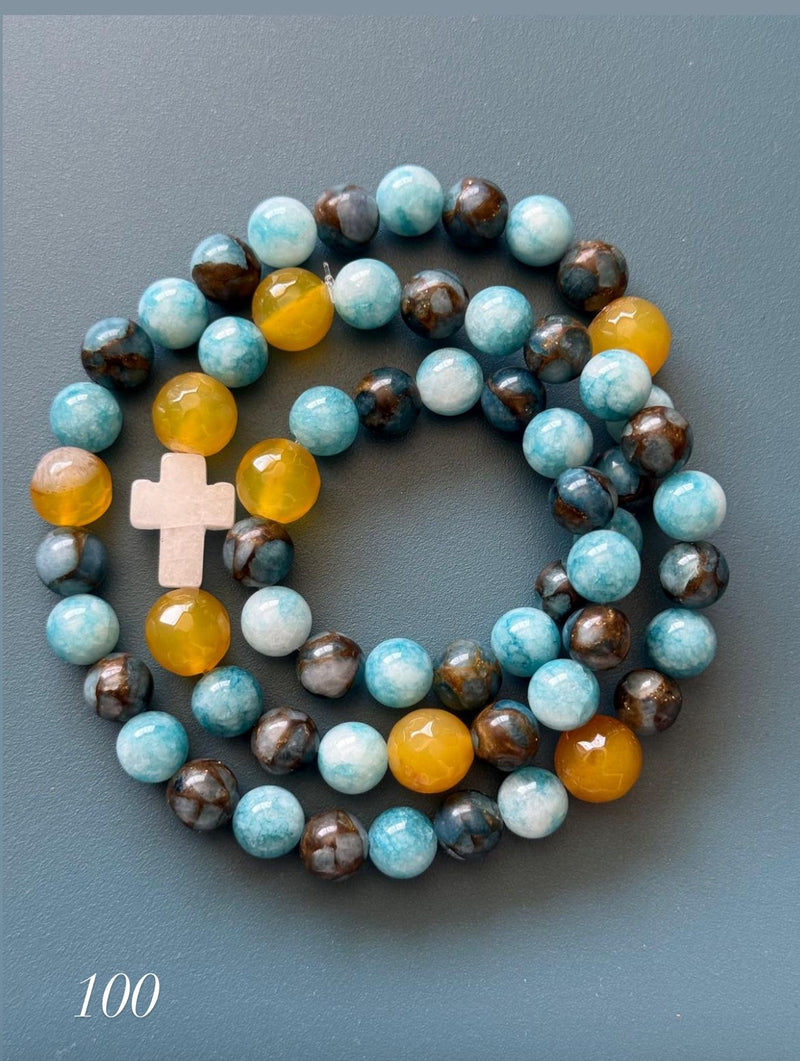Rosario Collar 3 Vueltas Piedras Naturales hecho a mano