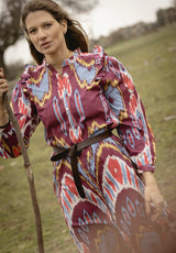 Vestido burdeos ikat