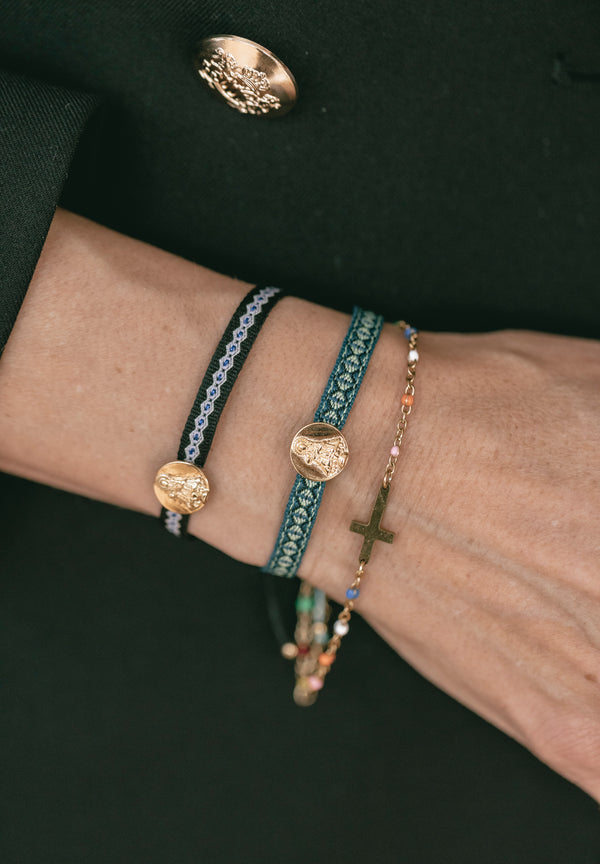 Pulsera Medalla Virgen de los Desamparados verde