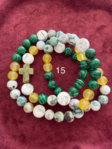 Rosario pulsera collar piedra plana