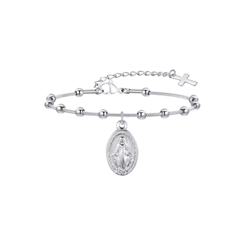 Pulsera Virgen Medalla Milagrosa Bolitas
