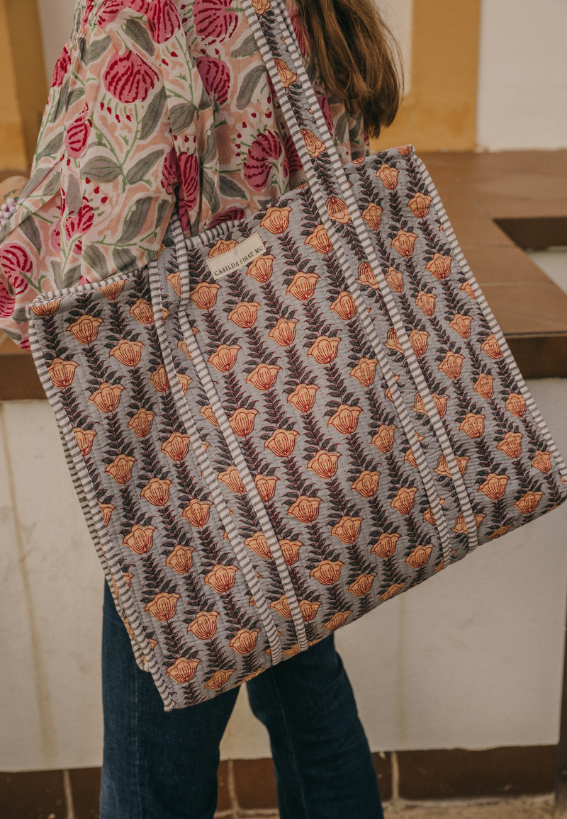 Bolso Tote Bag campanilla gris