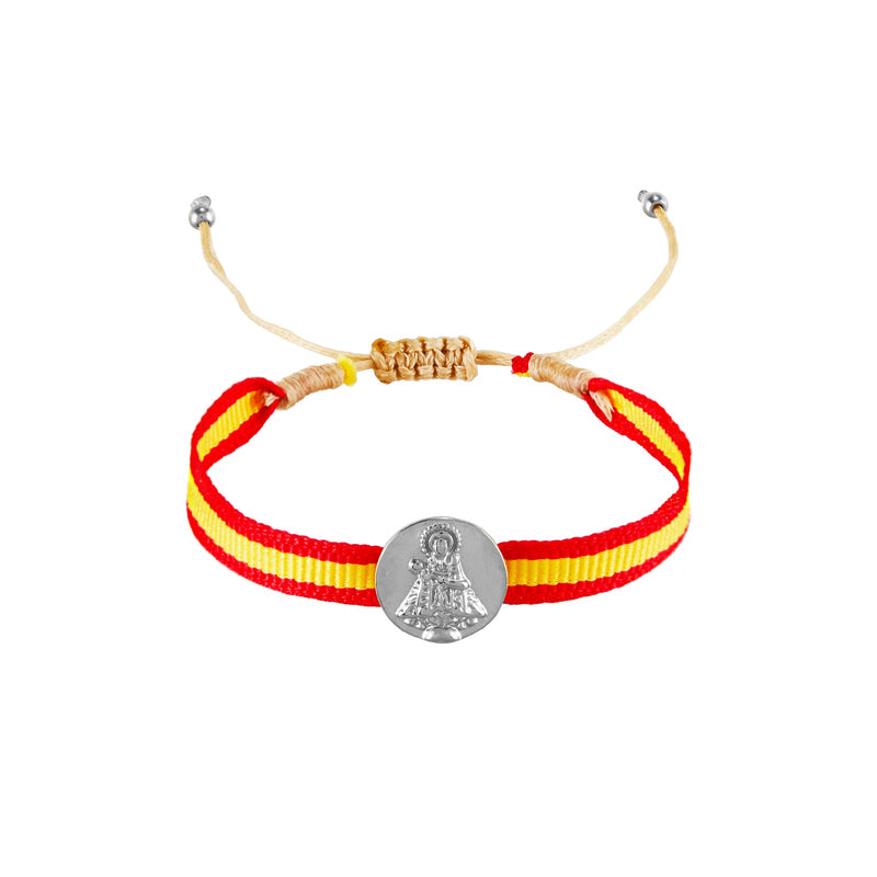 Pulsera Medalla Virgen de Covadonga Roja Plata