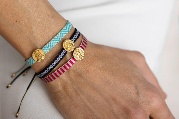 Pulsera Medalla Virgen del Pilar Turquesa