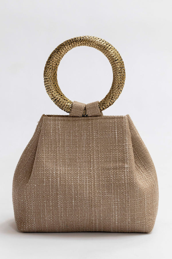 Bolso yute asa beige claro