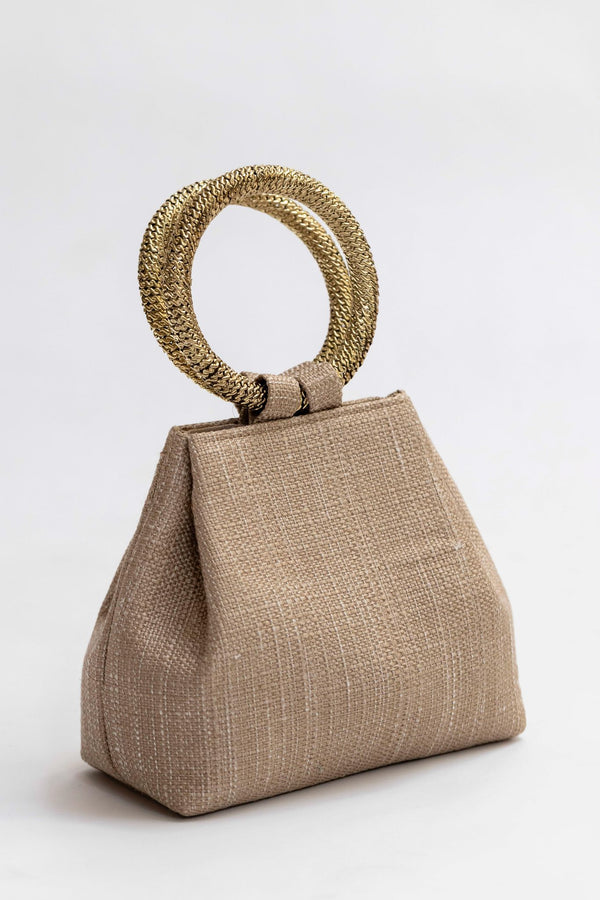 Bolso yute asa beige claro