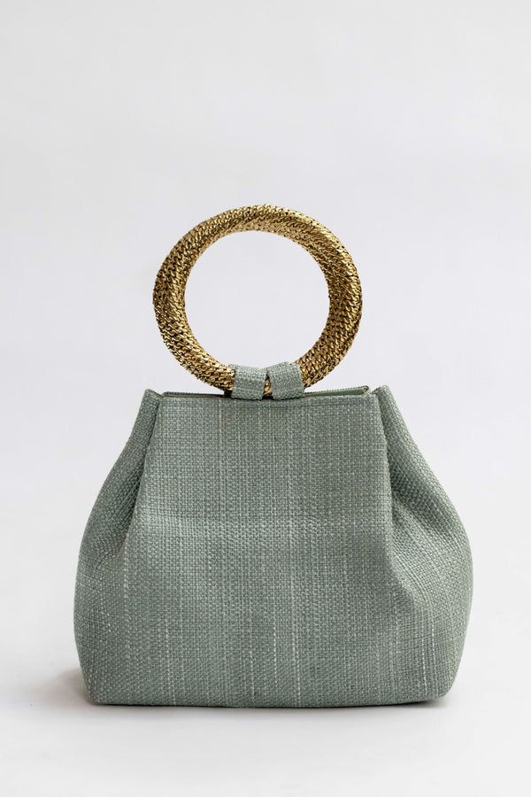 Bolso yute asa verde agua