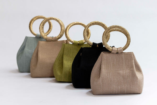 Bolso yute asa verde agua