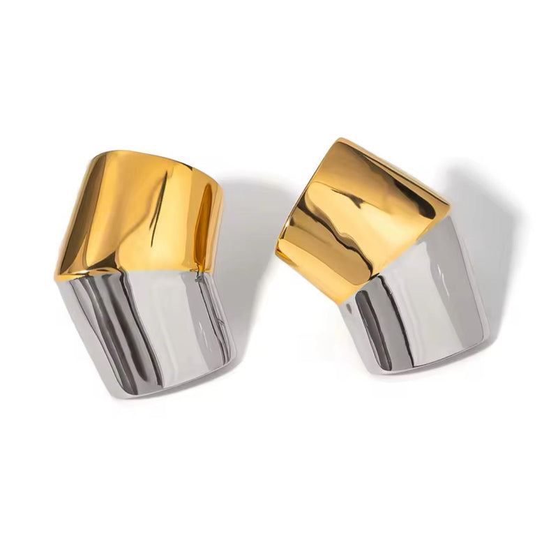 Pendientes tubo oro/plata
