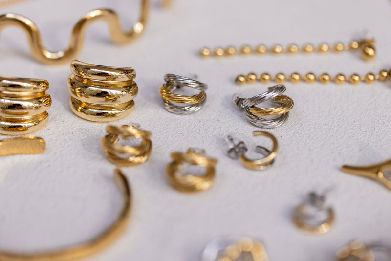 Aros triple gruesos oro/plata