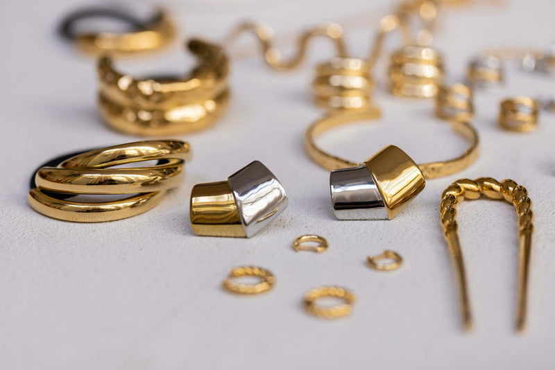 Pendientes tubo oro/plata