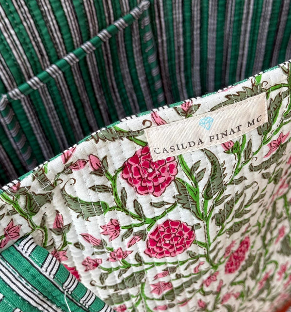 Bolso Tote Bag flor verde/rosa