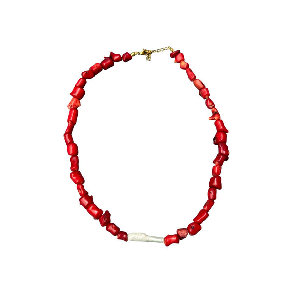 Collar coral grueso rojo