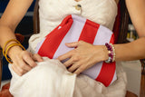 Bolso mano rojo/lila
