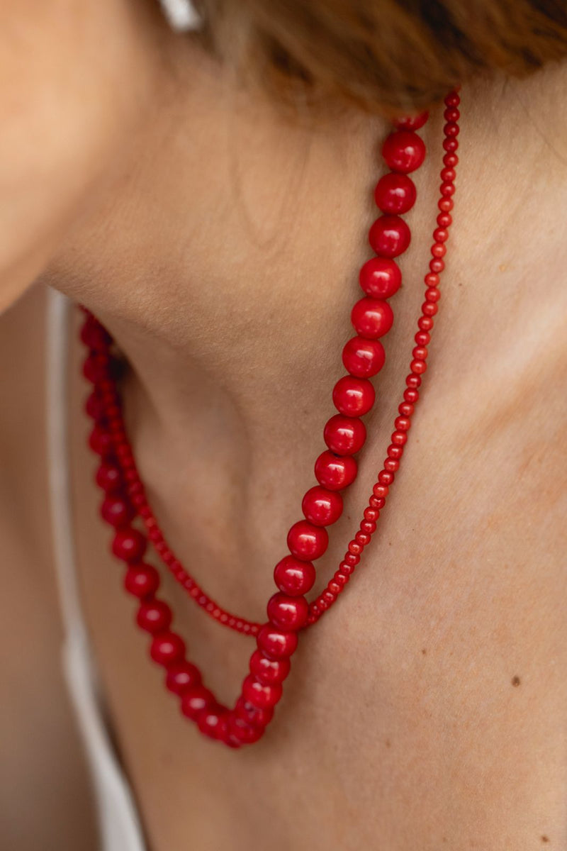 Collar bolas rojo M