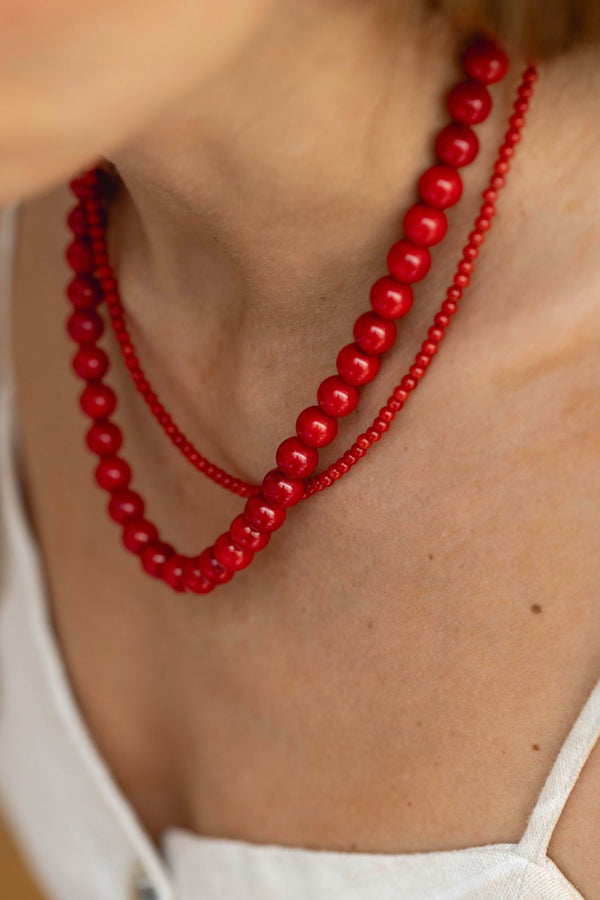 Collar bolas rojo s