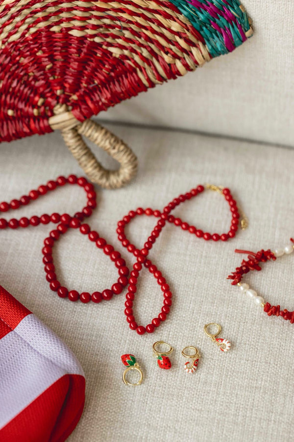 Collar bolas rojo M