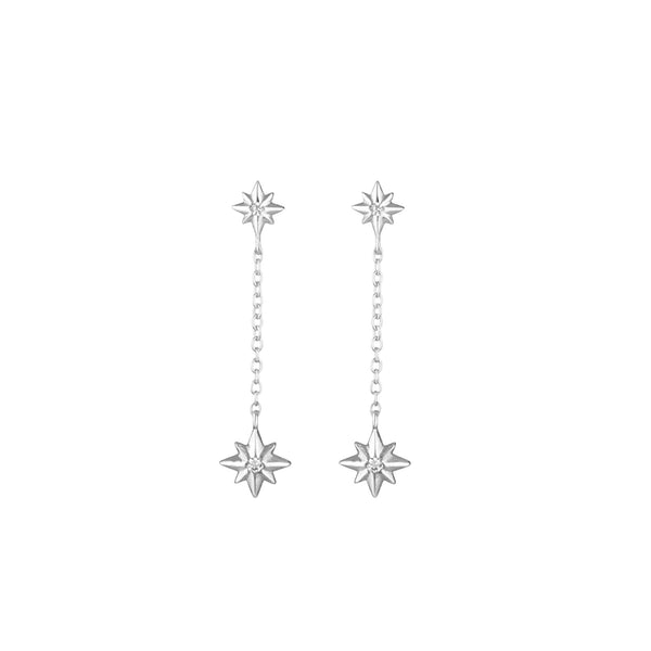 Pendiente estrella larga plata