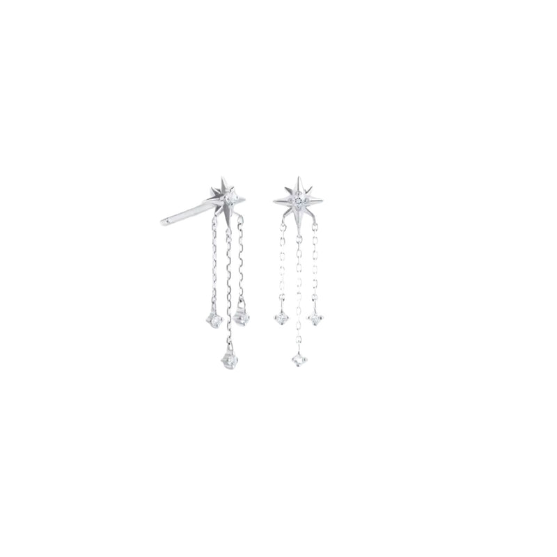 Pendiente estrella cadenitas plata