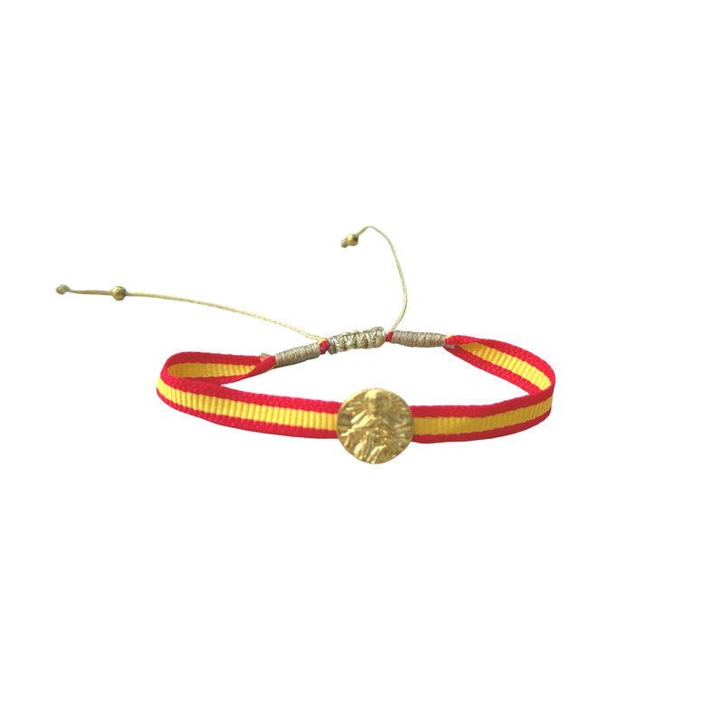 Pulsera Medalla Virgen de las Mercedes Roja