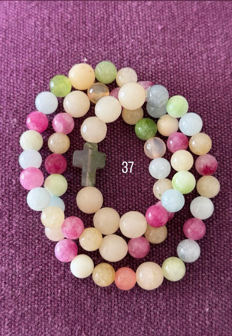 Rosario Collar 3 Vueltas Piedras Naturales hecho a mano
