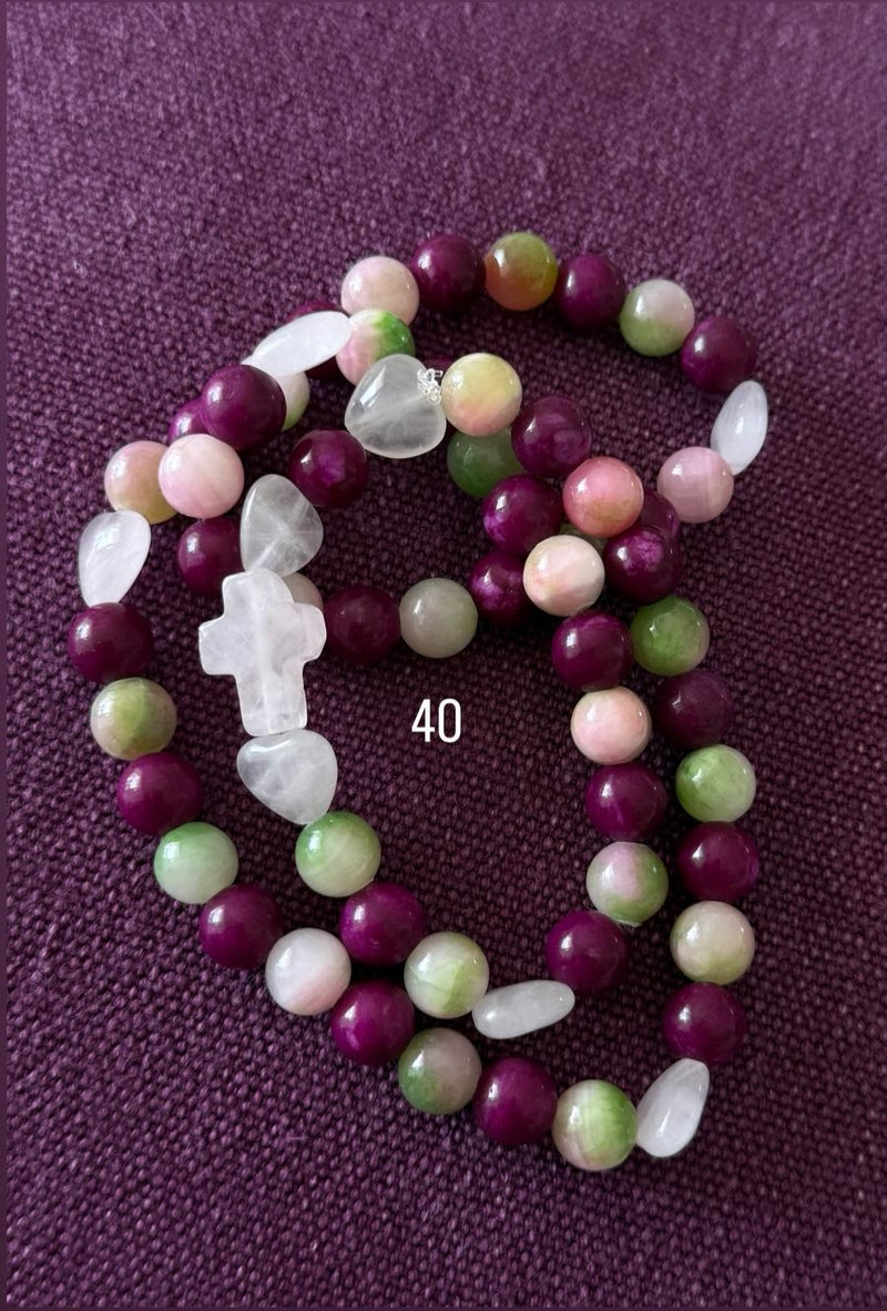 Rosario Collar 3 Vueltas Piedras Naturales hecho a mano