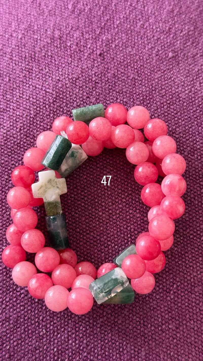 Rosario Collar 3 Vueltas Piedras Naturales hecho a mano