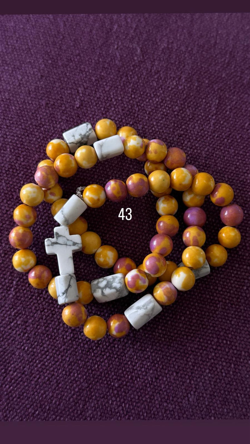 Rosario Collar 3 Vueltas Piedras Naturales hecho a mano