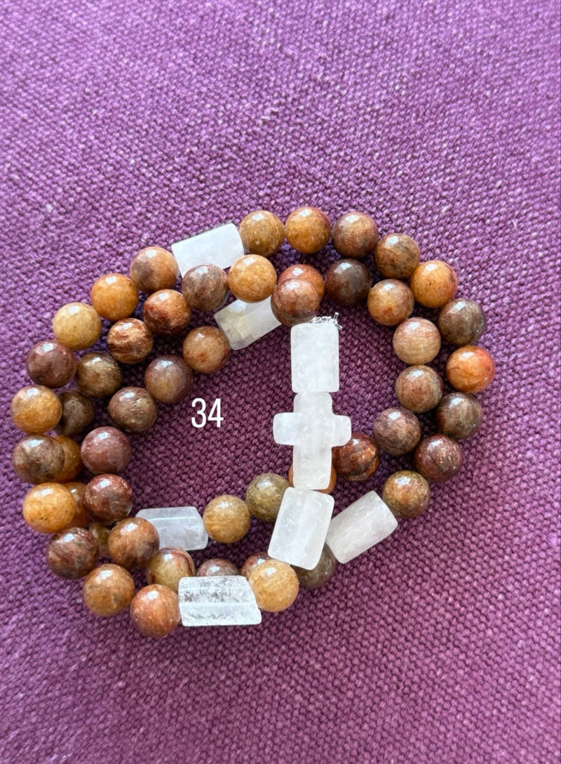 Rosario Collar 3 Vueltas Piedras Naturales hecho a mano